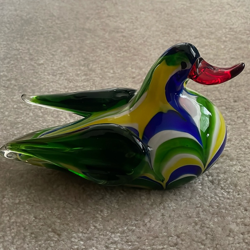 Vintage Hand-blown Glass Duck